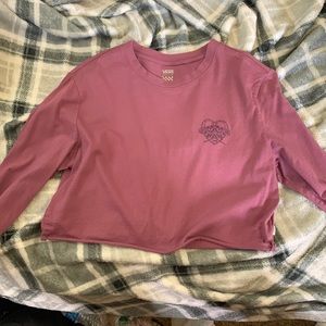 Vans women medium, crop top long sleeve, purple, front and back printed
